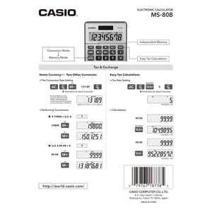 Casio MS-80B Standard Function Calculator | Compact and Reliable for Everyday Use