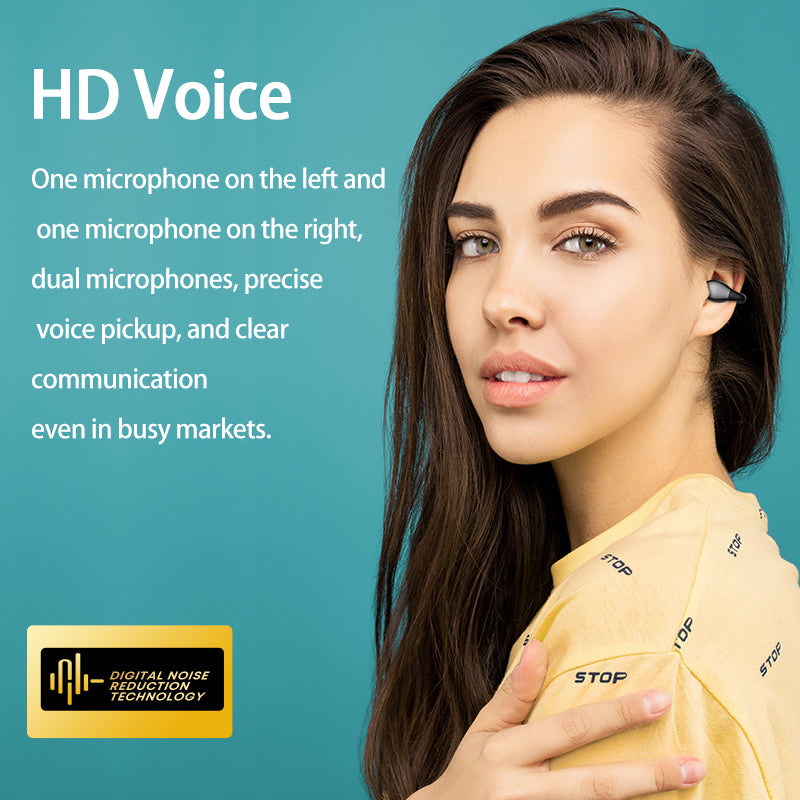Bone conduction Bluetooth 5.3 earbuds with an open-ear, clip-on design for ultimate convenience.