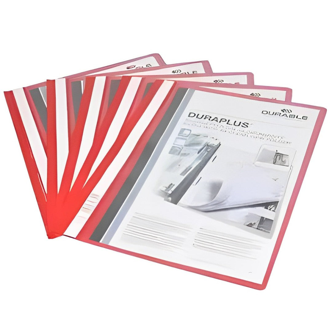 25-Piece Duraplus Clear View File Set - A4 Size, Red Color - Durable and Stylish Storage Solution